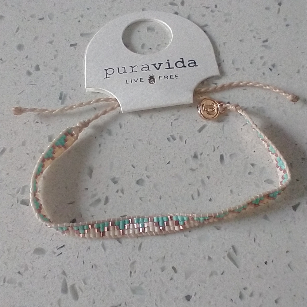 Sandy Blue Woven Seed Bead bracelet Outerbanks